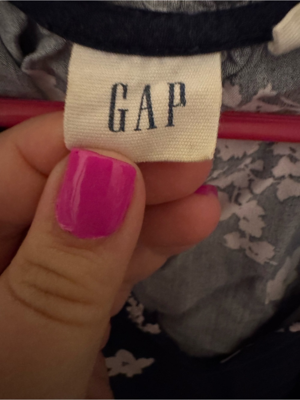 GAP Navy Sleeveless Dress with Pale Pink Floral Print - Picture 3 of 5